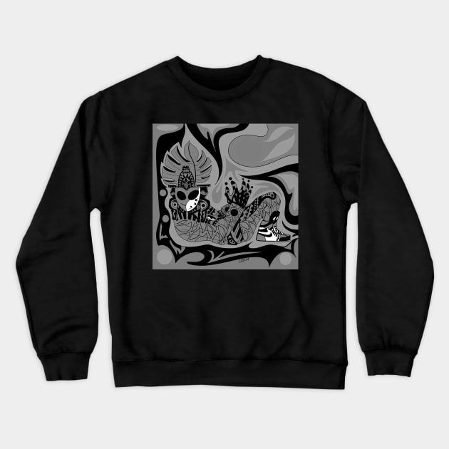 chak mool in ufo style with sports shoes ecopop Crewneck Sweatshirt by jorge_lebeau